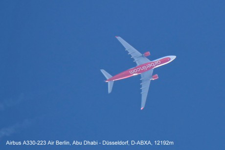 Airbus A330-223 Air Berlin, Abu Dhabi - Düsseldorf, D-ABXA, 12192m